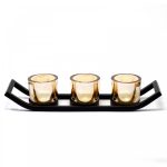 Vas Votív Gyertyatartó- Hármas Tálca