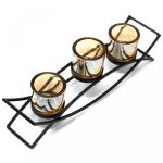 Vas Votív Gyertyatartó- Hármas Sziluett