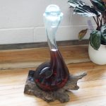 Olvasztott Üveg Fa Alátéten- Boros Karaf (2db/készlet)