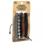 Férfias Karkötő Szettek - Bőr és Fém