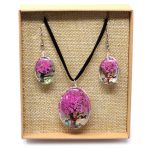 Ékszerek Valódi Virágokkal- Élet Fája Szett - Rózsaszín