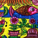 Kézi Festésű Pamut Falidísz - Nap