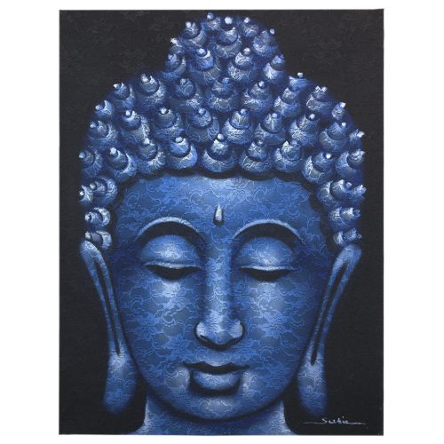 Buddha Festmény - Kék Brokát Hatás 60x80cm