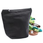 Fekete pamutvászon piperetáska Közepes (18x20x10 cm)