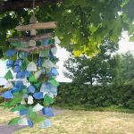 Uszadékfa Szélcsengő Üveggel - Színes (zöld-fehér-kék)