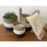Tengerifű Fonott Kosár- Sötét -3db-os szett
