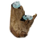 Olvasztott Üveg Fa Alátéten - Kettős Gyertyatartó