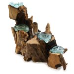 Olvasztott Üveg Fa Alátéten - Ötös Gyertyatartó