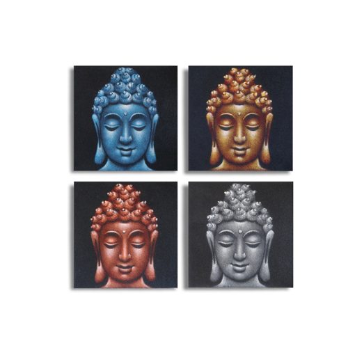 4-es szett Buddha Fej - Homok 30x30cm