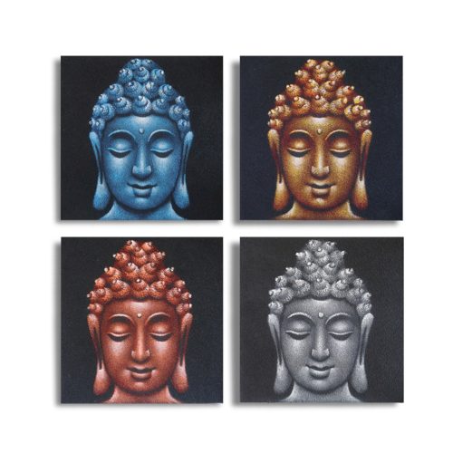 4-es szett Buddha Fej - Homok 40x40cm