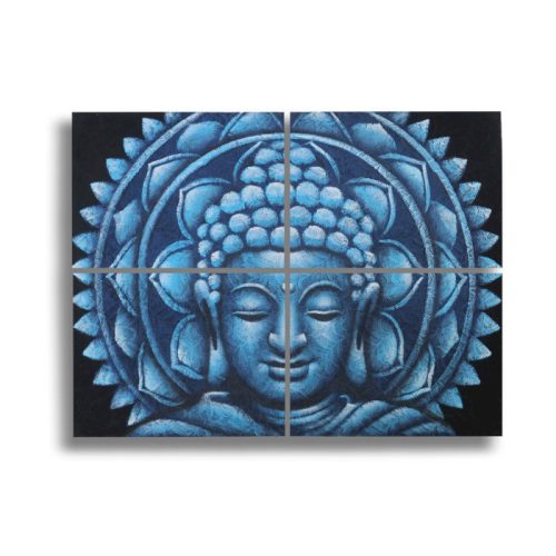 Kék Buddha Mandala - Brokát Részlet 4db 30x40cm