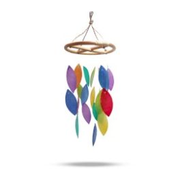 Szivárványos Levelek Bambusszal - Kerek Szélcsengő