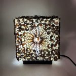 Boho Kagyló Lámpa - Barna Négyzet - 15cm