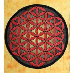 Kétszemélyes Pamut Ágytakaró-Falidísz-Az Élet Virága-Narancs