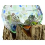 Színes Üveg Fa Alátéten-Kicsi Tál