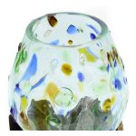 Színes Üveg Fa Alátéten-Közepes Tál