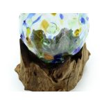 Színes Üveg Fa Alátéten-Közepes Tál