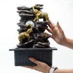 Szoba Szökőkút - 35cm - Elefántok és Vízimalom