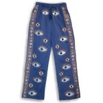 Nomád Sari Nadrág - Kék és Arany Kézi Festésű Evil Eye Design (M/L)