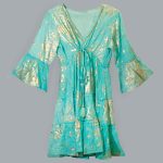 Nomád Sari Strandruha - Türkiz Arany Korál Design (M/L)