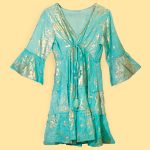 Nomád Sari Strandruha - Türkiz Arany Korál Design (M/L)