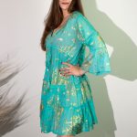 Nomád Sari Strandruha - Türkiz Arany Korál Design (M/L)