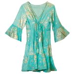 Nomád Sari Strandruha - Türkiz Arany Korál Design (L/XL)