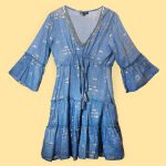 Nomád Sari Strandruha - Tengerkék és Aranyhal Design (M/L)