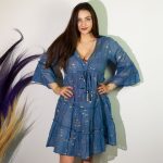 Nomád Sari Strandruha - Tengerkék és Aranyhal Design (M/L)