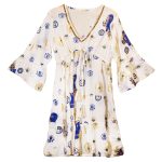 Nomád Sari Strandruha - Fehér, Kék és Arany Evil Eye Design (M/L)