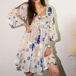 Nomád Sari Strandruha - Fehér, Kék és Arany Evil Eye Design (M/L)