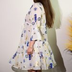 Nomád Sari Strandruha - Fehér, Kék és Arany Evil Eye Design (M/L)