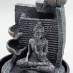 Szoba Szökőkút - 19x19x28cm - Buddha, lótusz és vízesés