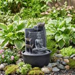 Szoba Szökőkút - 19x19x28cm - Buddha, lótusz és vízesés