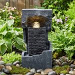 Nagy Szoba Szökőkút - 24x22x48cm - Színváltós kristály golyó tömbbel