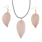 Nyaklánc és fülbevaló készlet - Rózsaszínű Arany Levél
