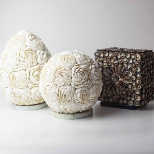 Boho Kagyló Lámpa - Gömbölyű - 15cm