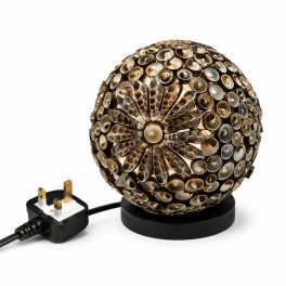   Boho Kagyló Lámpa - Barna Gömbölyű - 15cm - UK csatlakozó
