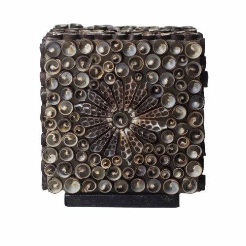 Boho Kagyló Lámpa - Barna Négyzet - 15cm