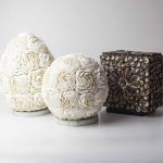 Boho Kagyló Lámpa - Barna Négyzet - 15cm