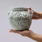 Görög Virágcserép Fülekkel - Krémszínű 15cm
