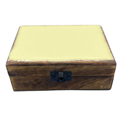 Közepes Színes Bevonatú Fa Doboz - 15x10x6cm - Krémszínű