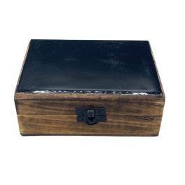 Közepes Színes Bevonatú Fa Doboz - 15x10x6cm - Fekete