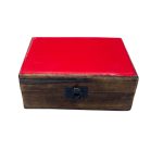 Közepes Színes Bevonatú Fa Doboz - 15x10x6cm - Piros