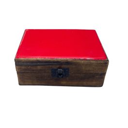 Közepes Színes Bevonatú Fa Doboz - 15x10x6cm - Piros