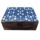 Nagy Színes Bevonatú Fa Doboz - 20x15x7.5cm - Kék Csillagok
