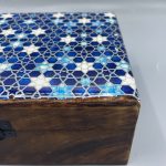 Nagy Színes Bevonatú Fa Doboz - 20x15x7.5cm - Kék Csillagok