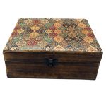 Nagy Színes Bevonatú Fa Doboz - 20x15x7.5cm - Mozaik Minta