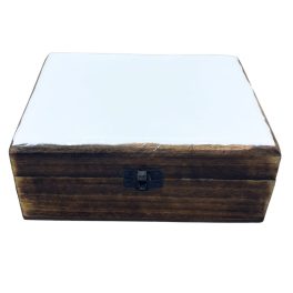 Nagy Színes Bevonatú Fa Doboz - 20x15x7.5cm - Fehér