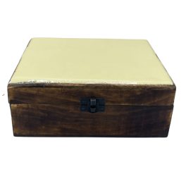 Nagy Színes Bevonatú Fa Doboz - 20x15x7.5cm - Krémszínű